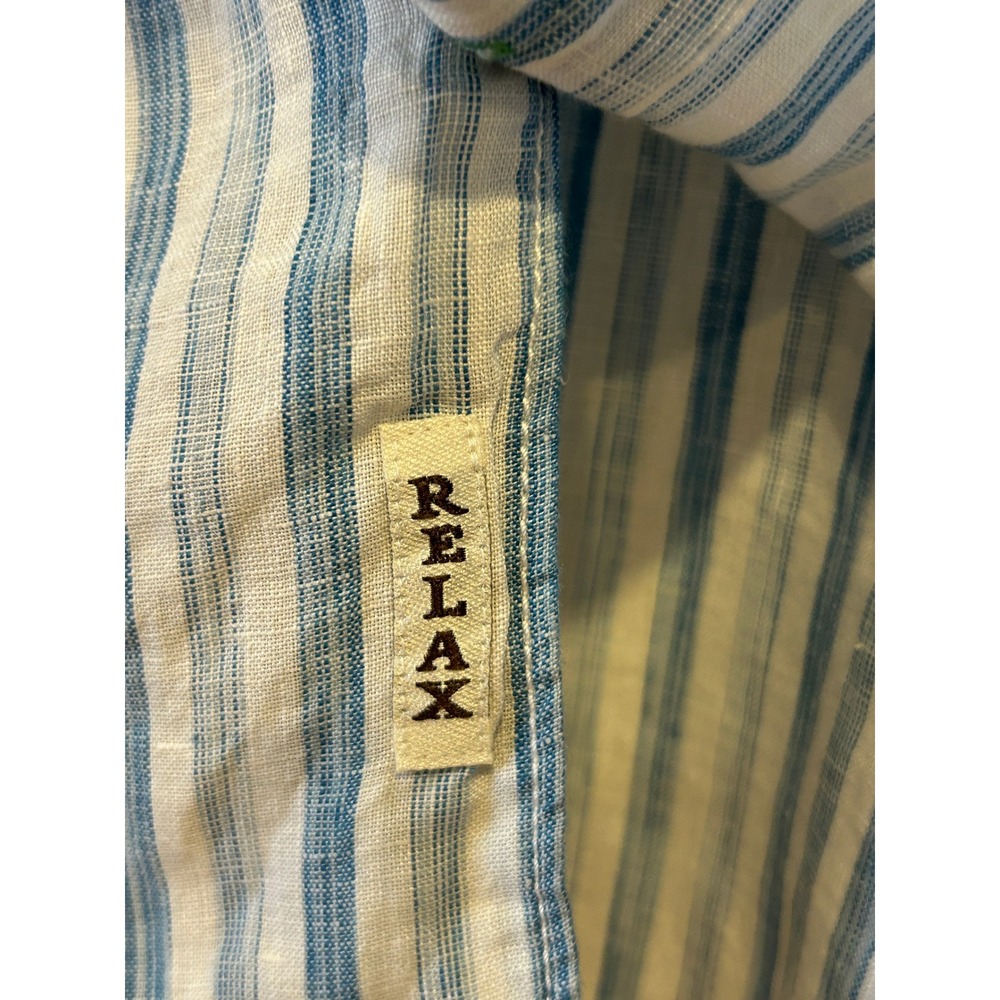 Tommy Bahama Mens Button Down Sz XL Blue Striped Linen Relax Shirt Beach Coastal - Picture 3 of 9
